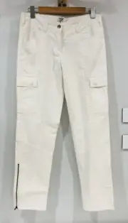 MELA PURDIE SELECT 10 White Cargo Jeans Lightweight Ankle Zip Stretch *NEW TAGS*