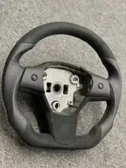 2016-2021 - Tesla Model 3 & Y - Full Alcantara Steering Wheel Black Leather