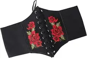 [FOMIYES] 1Pc Embroidered Corset Belt for Women Elastic Waistband Fashion Accessory for Dresses and Coats Vintage Style Waist Decor for Parties and Casual Outings