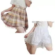Women Crinoline Short Skirt Star Tassels Trim Petticoat Half Slips with Bloomers