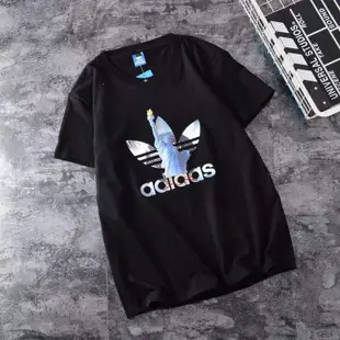 Adidas 三葉草短袖 自由女神圖案印花 純棉冰絲透氣速幹大碼 情侶款 清爽半袖衫 圓領套頭打底衫上衣汗衫357240