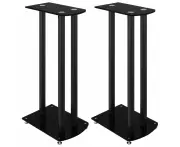 vidaXL Speaker Stands 2 pcs Black Tempered Glass 3 Pillars Design