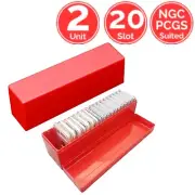 2 Unit 20 Slot Slab Coin Red ABS Storage Box Case Holder 4 PCGS NGC ANACS ICG