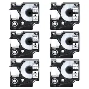 6PK White on Clear Label Tape 1/2"×23ft For DYMO D1 45020 LabelManager 450 450D
