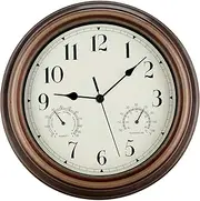 12 Inch Indoor Outdoor Wall Clock Waterproof with Temperature and Humidity Combo,Battery Operated Non Ticking Silent Clock Wall Decorative 1Pcs