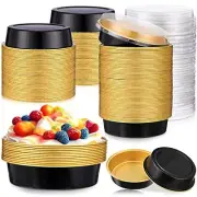 Yinder 120 Pcs 8oz Mini Cake Pans Disposable Pie Pans with Lids 4Inch Aluminu...