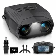 Night Vision Goggles - 5K Night Vision Binoculars with Flashlight, Infrared Binoculars 3 Inch Large Screen 10X Digital Zoom External Flashlight for Camping