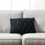 Black Cable Knit Diamond Pattern With Microgel Feather-Like Insert Pillow
