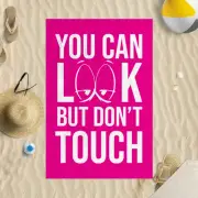 Look But Don't Touch Pink Microfibre Beach Towel Funny Joke Gift Beach Stag Do