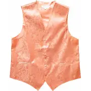 New Polyester Men's Tuxedo Vest Waistcoat only Paisley Pattern Peach Prom formal