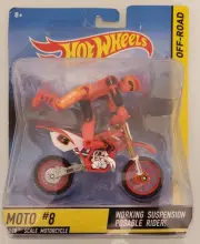 NEW Hot Wheels 1:18 OFF-ROAD MOTO #8 Motorcycle RARE Posable Rider Suspension