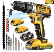 21V Cordless Drill Set,Power Drill 59Pcs with 3/8 Inch Keyless Chuck,25 3 Clutch