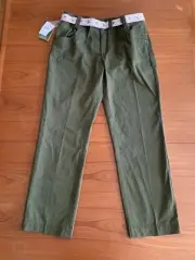 Cabela’s Women’s Outdoor Hiking Straight Leg Pants Size 14 Laurel Green Red Belt
