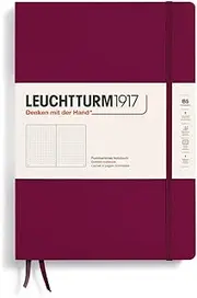 LEUCHTTURM1917 366163 Notebook Composition (B5), Hardcover, 219 Numbered Pages, Port Red, Dotted