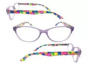 Rainbow Reading Glasses 1.5, Readers +1.50, Purple Bling Embellished Eyeglasses
