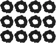 Haobase 12 Pcs Velvet Scrunchies for Hair, Soft Ponytail Holder for Girls, Classic Elastic Hair Bands (Black)