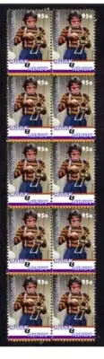 ROBIN WILLIAMS, MORK & MINDY TV ICONS STRIP OF 10 MINT VIGNETTE STAMPS 2