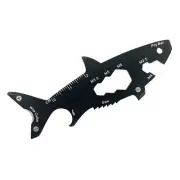 1pc Shark Shaped Bottle Opener 15 In 1 Wallet Tool Card Stainless Keychain