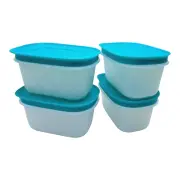Tupperware Mini Freezer Mates PLUS Snowflake Baby Food 170ml 1/2 C Teal Set of 4