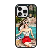 iPhone 16 Pro Impact Ring Stand Case MagSafe Compatible Amalfi (Fair Complexion) Positano Italy Fashion Illustration Case