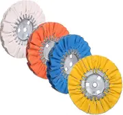 Airway Buffing Wheel Kit 4 Piece Kit (1 Pcs White & 1 Pcs Orange & 1 Pcs Blue & 1 Pcs Yellow) 8" In Diameter 5/8" In Arbor Hole 12 Ply For Angle Grind