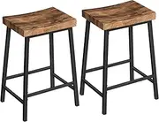 [MAHANCRIS] Bar Stools, Counter Height Barstools Set of 2, 60 cm Hight with Footrest, Industrial Style, for Dining Room, Counter, Bar, Kitchen, Rustic Brown and Black
