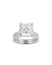 Bloomingdale's Fine Collection Certified Lab Grown Cushion Cut Diamond Bridal Set with Engagement Ring and Wedding Band in 18K White Gold, 7.2 tcw