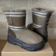 UGG CLASSIC MINI TRAILGAZER HICKORY LEATHER WATERPROOF BOOTS WOMEN SIZE US 7