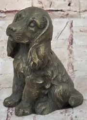 Genuine Bronze Sculpture Miniature Cocker Spaniel Dog Animal Pet Trainer