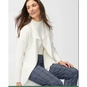 NWT Chico's Sz 0 Small Solid Stretch Faux Suede Drape Modern Ecru Cream Jacket