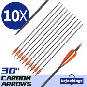 10x Carbon Arrows 30 Inch Archery Hunting Compound Recurve Long Bow Target Shoot