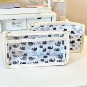Cute Cat Pen Bag Cartoon Triangle Base Large Capacity Translucent Stationery Bag
