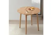 ACA Dining Table Solid Wood Dining Table Natural Timber Round 100CM Mid-Century Modern Home Living Bedroom Kitchen Tables Furniture
