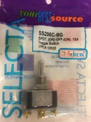 SS206C-BG SELECTA SPDT (ON)-OFF-(ON) 15 AMP TOGGLE SWITCH NOS