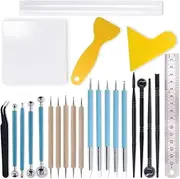 (N0.2 24Pcs Modeling Clay Sculpting Tools Kit) - Swpeet 24Pcs Modelling Clay Sculpting Tools Kits, Painting Brush, Wooden Dotting Tools, Ball Stylus Tool, Plastic Ball Rod Stylus Modelling Tools, Clay Roller, Clay Scarper for Modelling Clay