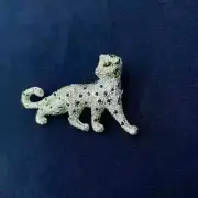 Leopard Brooch Pin 2.30Ct Round Cut Lab Created Emerald 14K White Gold Plated