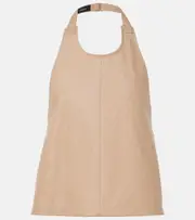 [Wardrobe.NYC] Wardrobe.NYC Halterneck cotton-blend drill top UK 14 beige