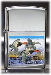 Zippo Wild Goose Bird Silver Brass Silk Print Oil Lighter Regular Case Japan
