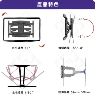 NB P6 進階版 40-80吋 液晶電視旋臂架 手臂式 伸縮 螢幕掛架 電視架 壁掛架 電視壁掛架 ITW-80S+