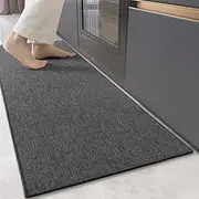 Color&Geometry Kitchen Rugs and Mats Non Slip Washable, Absorbent Kitchen Mats Woven Kitchen Runner Rug Easy to Clean Kitchen Floor Mats for in Front of Sink, Laundry Room, Hallway, 17”x47”, Grey