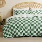 Duvet Cover Queen Size - Reversible Buffalo Plaid Duvet Cover Set with Zipper