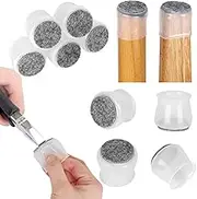 24 Pcs Silicone Chair Legs Caps - Furniture Foot Protectors - Free Moving Table Feet Covers - Stool Leg Floor Protectors Prevent Scratches and Noise (Medium, Translucence)