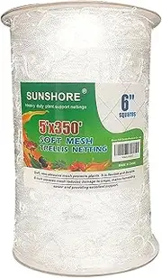SUNSHORE 5X350ft Garden Trellis Netting Heavy-Duty Polyester Trellis Outdoor Plant Grow Net Support Netting- Garden Netting for Climbing Plants, Vegetables and Fruits, Hydroponic Plant Growing