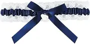 [starfa lab] Wedding Garters for Bride,Stretchy Lace Garters,Blue Garter Belt,Bridal Wedding Garter Gift,Pearl Stretch Prom Garter