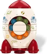Rotating Small Beads Cube Fingertip Relieve Stress Spinning Beans Double-Sided Travel Intelligence Games Children Teens, Red
