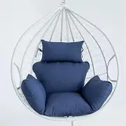 Hanging Egg Chair Cushion, Memory Foam Swing Chair Cushion Replacement with Headrest, Swing Seat Padding Indoor & Outdoor (Dark Blue)