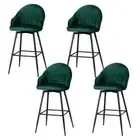 Artiss 4x Bar Stools Velvet Swivel Metal Legs Green
