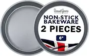 Samuel Groves 6" Round Victoria Sandwich Sponge Cake Tin Pan Twin Pack, Straight Sided, Fixed Base, Superior Double Coated Non Stick, Made in England (6 Inch)