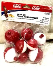 Fishing Bobber Snap On Floats Eagle Claw Qty 12 Size Assortment Round