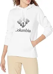 [Columbia] Women's Trek Graphic Hoodie, White/Black CSC Stacked Logo, 1X Plus